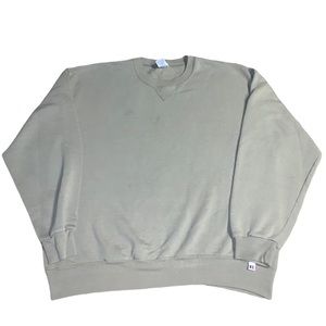 Vintage 90s Russell Athletic Blank Crewneck Sweater Olive Green Earth Tone